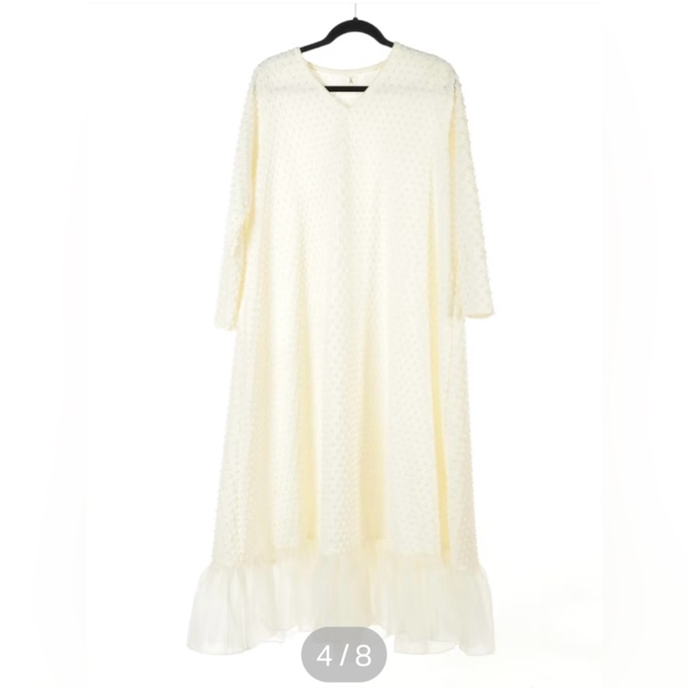 Elegant Cream Long Artsy Dress